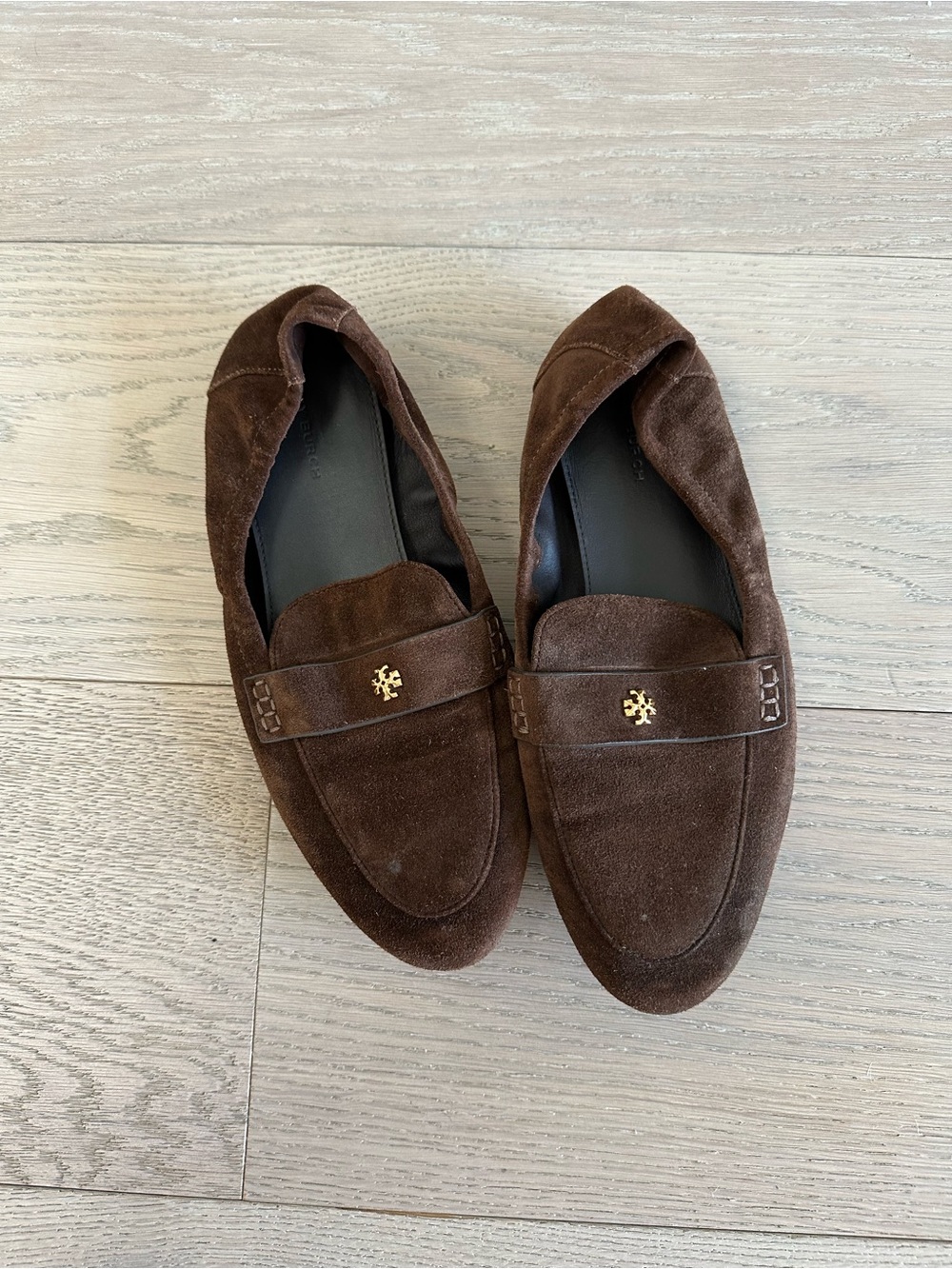 Tory Burch Brown Suede Penny Loafers